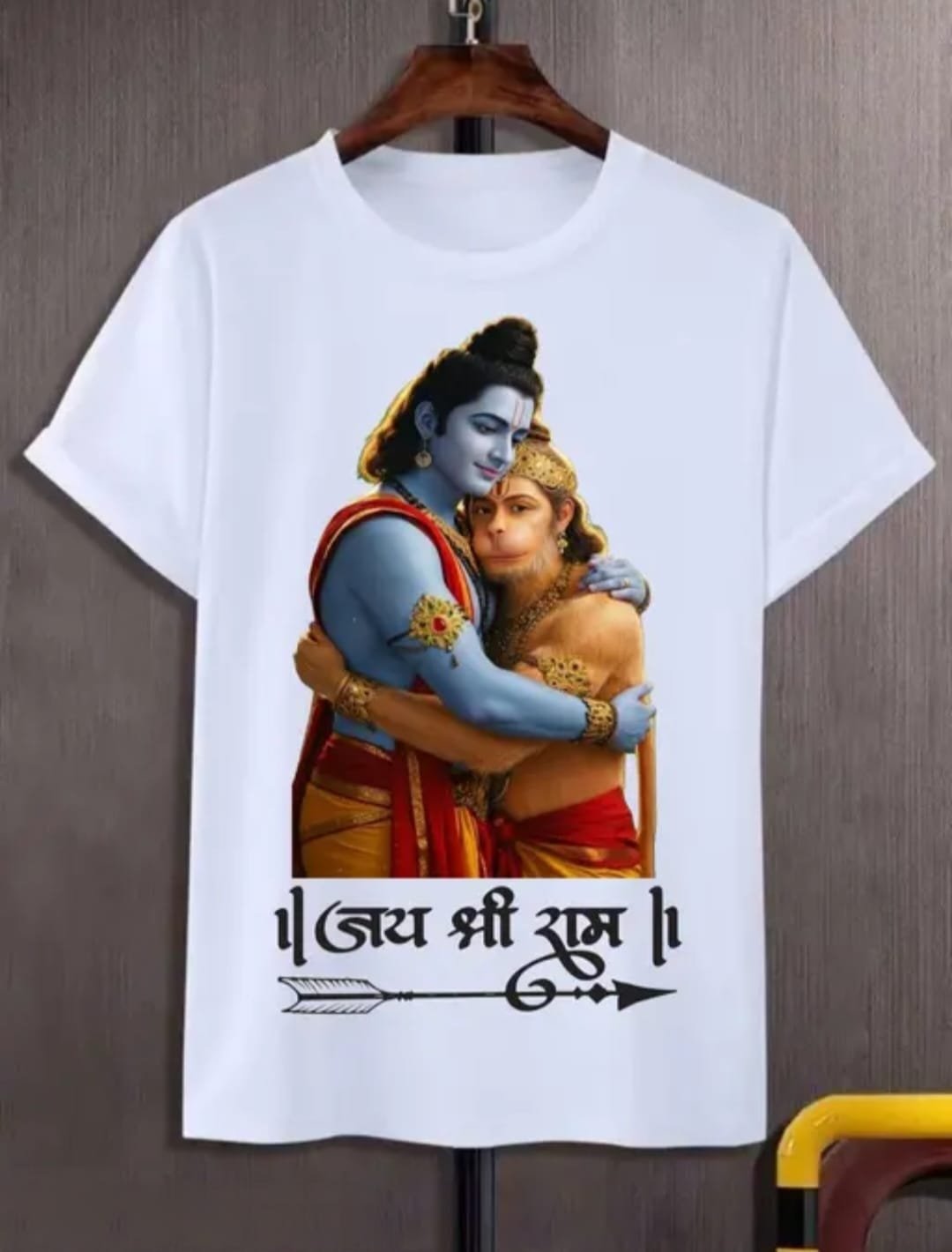 Jai Shri Ram Printed Tshirt Round Neck Unisex Cotton Blend Tshirt