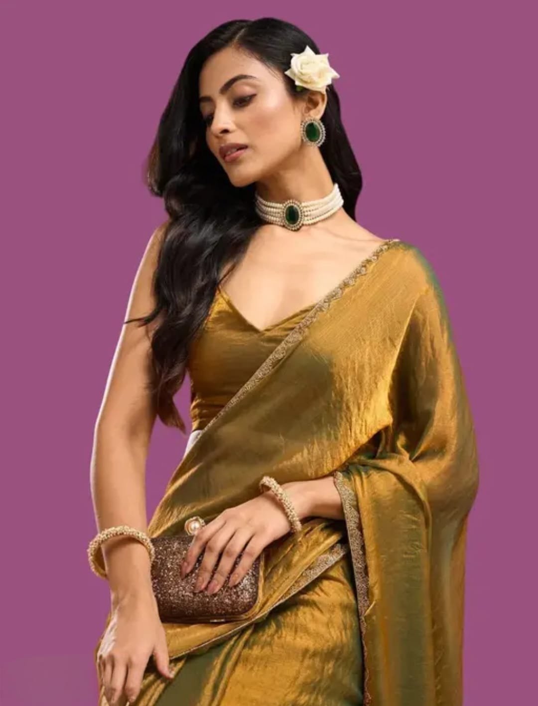 Zimichoo Two Tone Chiffon Saree
