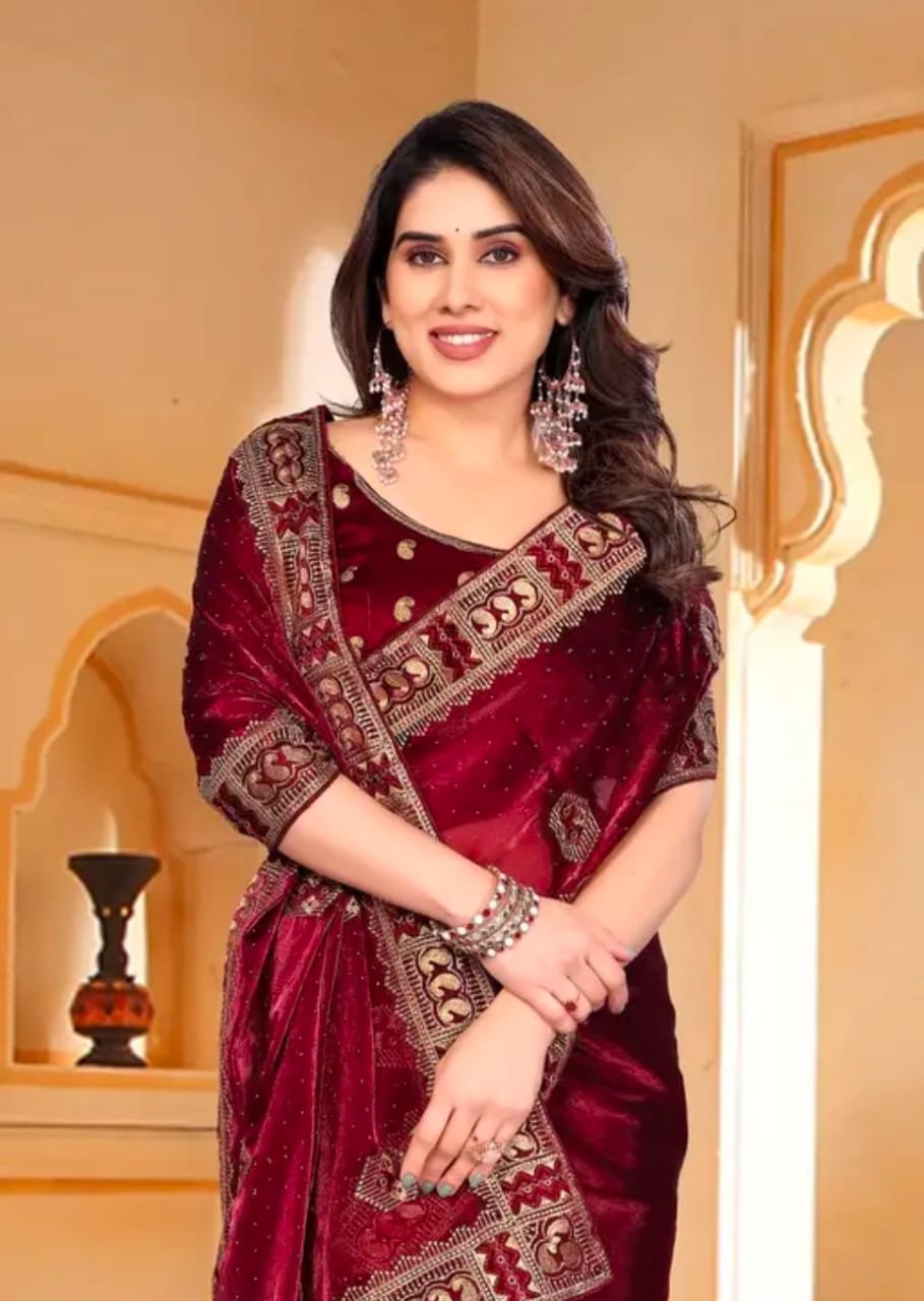 bollywood high quality heavy blooming with embroidery work Saree With fancy Bluose
