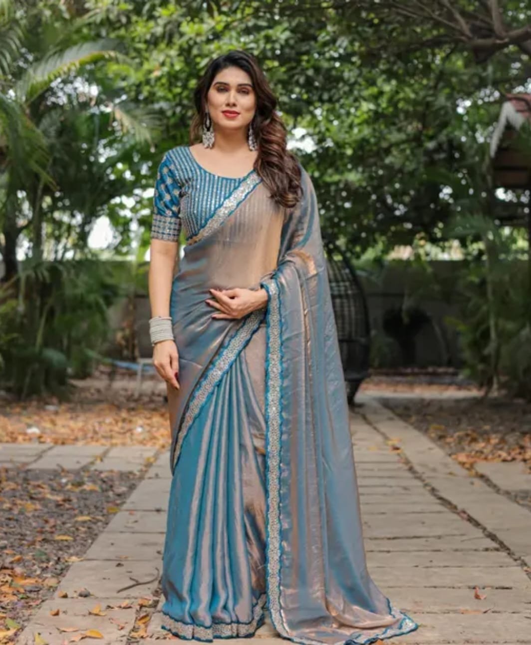 Women\\\'s Party Wear Two Tone Jimmy-Choo Saree | Saree for Wedding | Jimmy-choo Saree