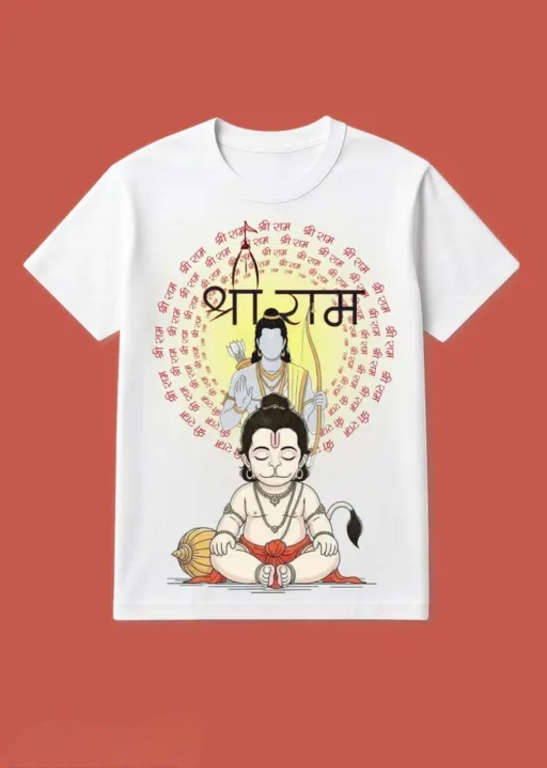 Hanuman ji Printed Polyester Casual Half Sleeve Round Neck T-shirt